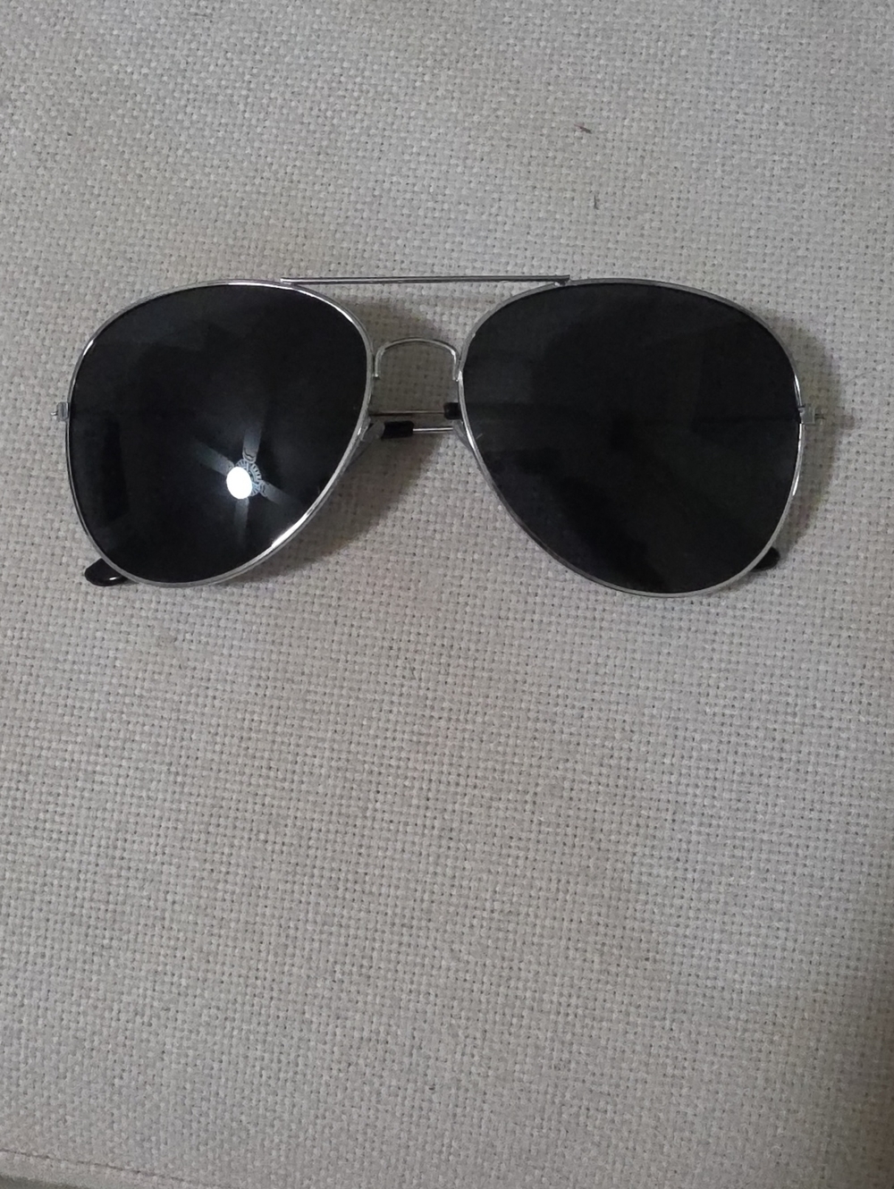 Aviator Sunglasses Black Lenses Silver Frame